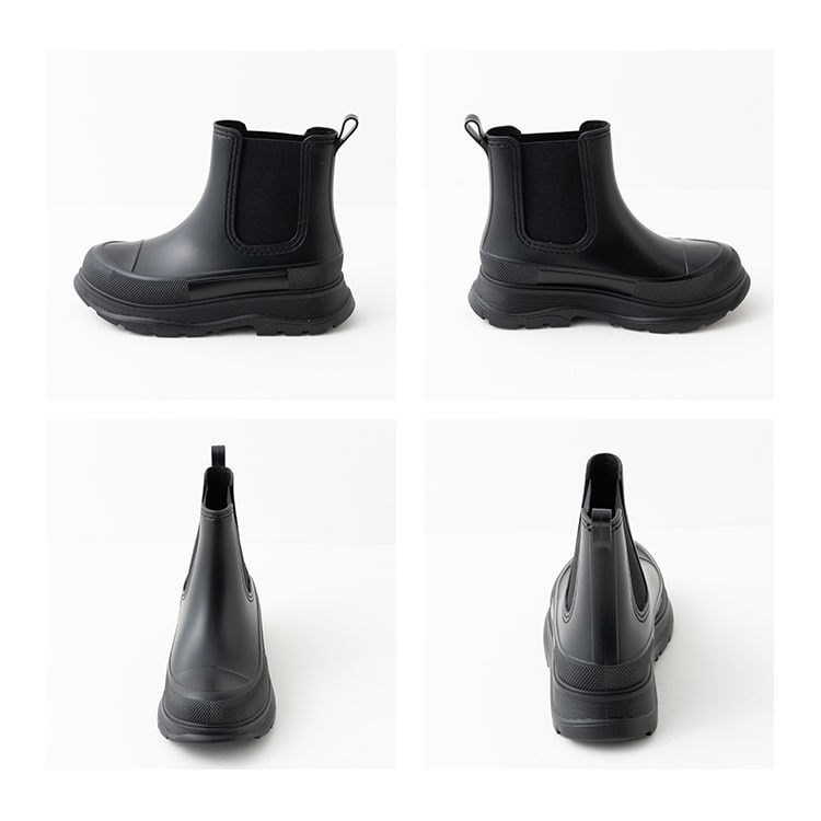 レインブーツ レディース 厚底 サイドゴア 長靴 ショート 防水 歩きやすい 自転車 大人 おしゃれ かわいい 滑りにくい 4cmヒール 履きやすい 雪用 アウトドア ボリュームソール 23.5cm 24.5cm M L 雨晴れ兼用