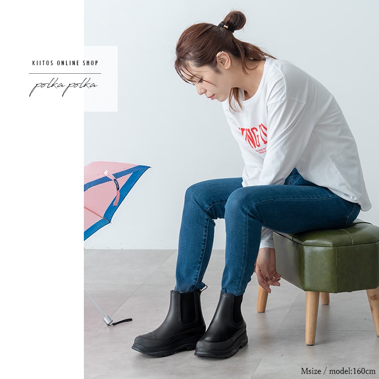レインブーツ レディース 厚底 サイドゴア 長靴 ショート 防水 歩きやすい 自転車 大人 おしゃれ かわいい 滑りにくい 4cmヒール 履きやすい 雪用 アウトドア ボリュームソール 23.5cm 24.5cm M L 雨晴れ兼用