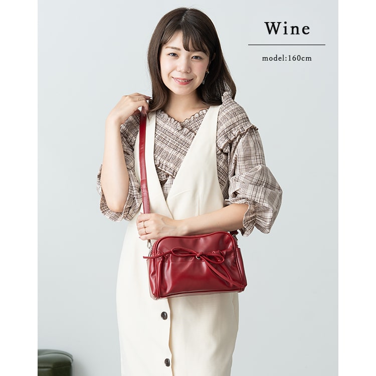 ショルダーバッグ レディース 小さめ リボン 斜め掛け 大人 おしゃれ 軽量 合皮 ミニショルダー 仕切り 2層 ファスナー b6 自立 かわいい ペットボトル 通勤 通学 学生 上品 プレゼント ギフト