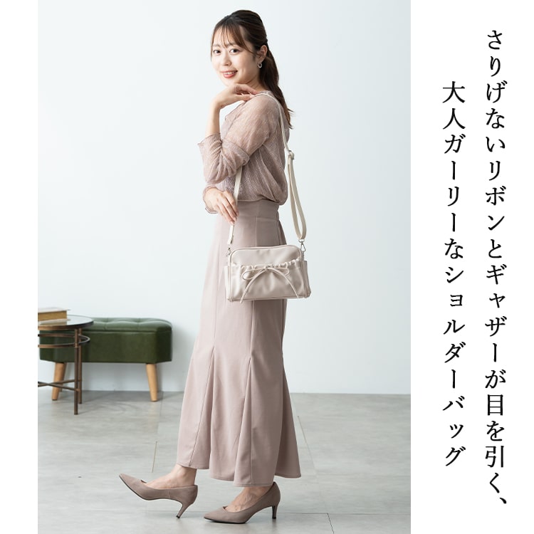 ショルダーバッグ レディース 小さめ リボン 斜め掛け 大人 おしゃれ 軽量 合皮 ミニショルダー 仕切り 2層 ファスナー b6 自立 かわいい ペットボトル 通勤 通学 学生 上品 プレゼント ギフト