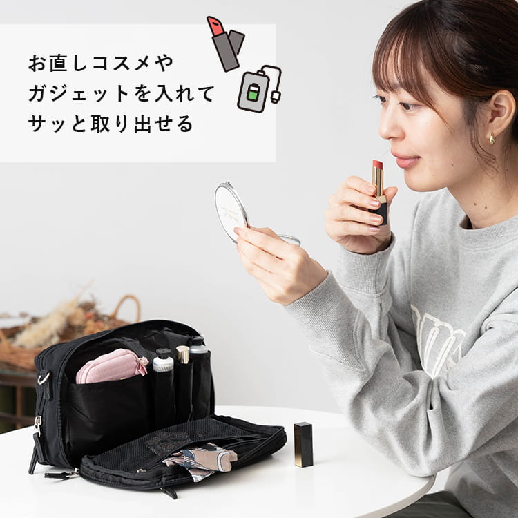 ショルダーバッグ レディース 小さめ ブランド アネロ anello 斜め掛け おしゃれ 大人 かわいい 2層 軽量 撥水 2way ポーチ 化粧ポーチ メイクポーチ コスメ ミニショルダーバッグ ペットボトル ファスナー付き 上品 通勤 通学 プレゼント ギフト