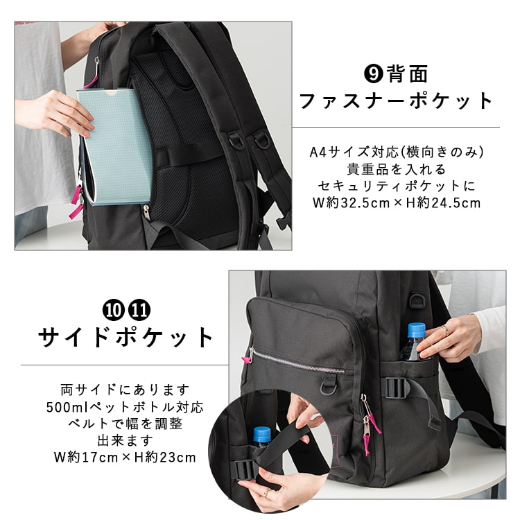 リュック レディース メンズ ブランド アネロ anello a4 大容量 撥水 通学 通勤 多機能 ビジネス pc 13インチ 35l 背面ポケット 黒 ポケット 多い シンプル おしゃれ かわいい 旅行 ジム 学生 キャリーオン
