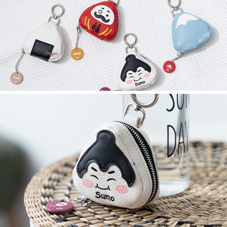ポーチ 小物入れ 小さめ おにぎり型 かわいい おしゃれ プレゼント ギフト ファスナー付き おにぎり 富士山 だるま 相撲 ミニポーチ カラビナ付き 持ち運び コンパクト バッグチャーム