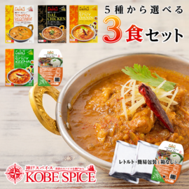 5種類から選べる３食セット レトルトカレー 180g（バスマティライス170g）×3袋 簡易包装 【即日発送は午前9:30】