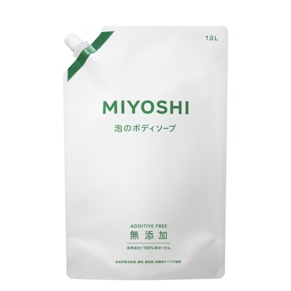 【単品10個セット】無添加せっけん泡のボディソープ スパウト1,000ml ミヨシ石鹸(代引不可)【送料無料】 無添加せっけん泡のボディソープスパウト 1L・1袋 | ボディ | こだわり