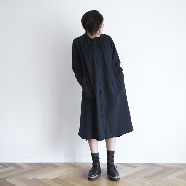 ashuhari (アシュハリ) バンドカラー タックドレス Free グレー