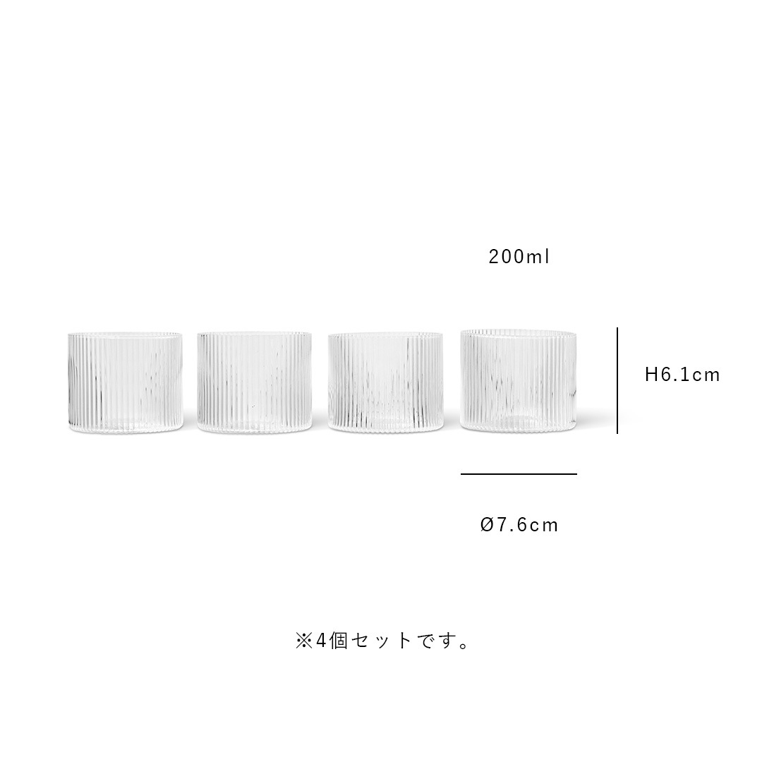 ��20��OFF��Ferm Living (�ե������ӥ�) Ripple Low Glasses (��åץ�������饹) 4�ĥ��å� ���ꥢ/���⡼�����졼/�ե����� �̲�/����ƥꥢ/������������Ź�ʡڹ���߸ˤ����