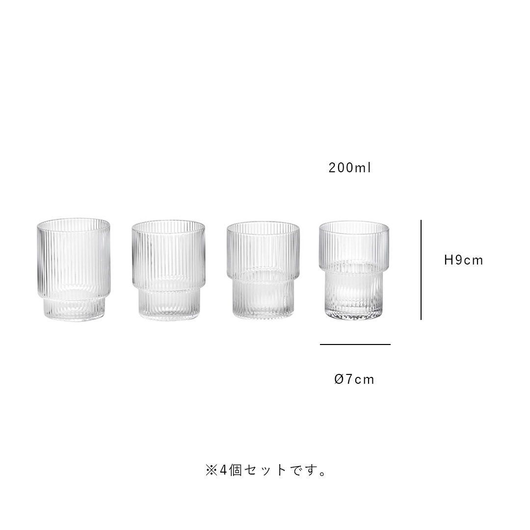 �ڹ���߸ˤ����Ferm Living (�ե������ӥ�) Ripple Glasses (��åץ� ���饹) 4�ĥ��å� ���ꥢ/���⡼�����졼/�ե����� �̲�/����ƥꥢ/������������Ź��