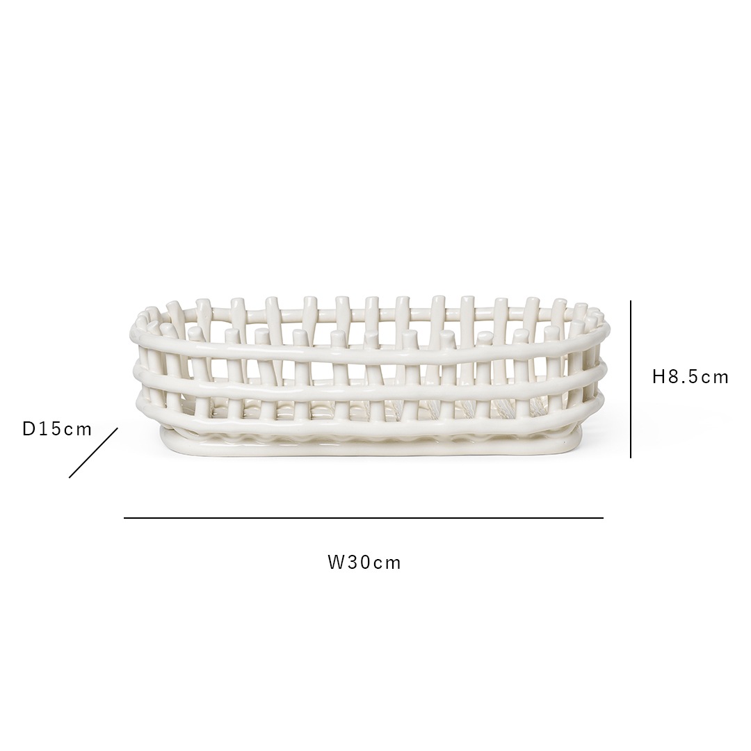 �ڹ���߸ˤ����Ferm Living (�ե������ӥ�) Ceramic Basket (����ߥå��Х����å�) Oval ���եۥ磻��/�����ߥ�/������ɥ��꡼�� �̲�/�ġ���ܥå���/����/��ʪ��Ǽ/����ƥꥢ/������������Ź��