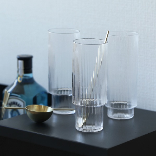 �ڹ���߸ˤ����Ferm Living (�ե������ӥ�) Ripple Long Drink Glasses (��åץ� ���󥰥��饹) 4�ĥ��å� ���ꥢ/���⡼�����졼/�ե����� �̲�/����ƥꥢ/������������Ź��