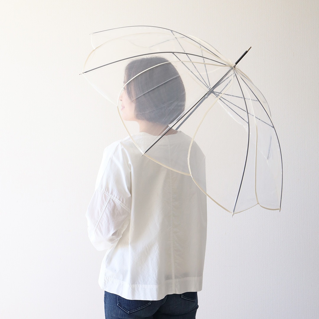 because (ӥ) ե֥/ꥢ Clear Umbrella Color Piping 졼/֥饦/ۥ磻 ѥԥ/Х顼/ե/Ĺ//ӥˡ뻱//쥤󥰥å/߱