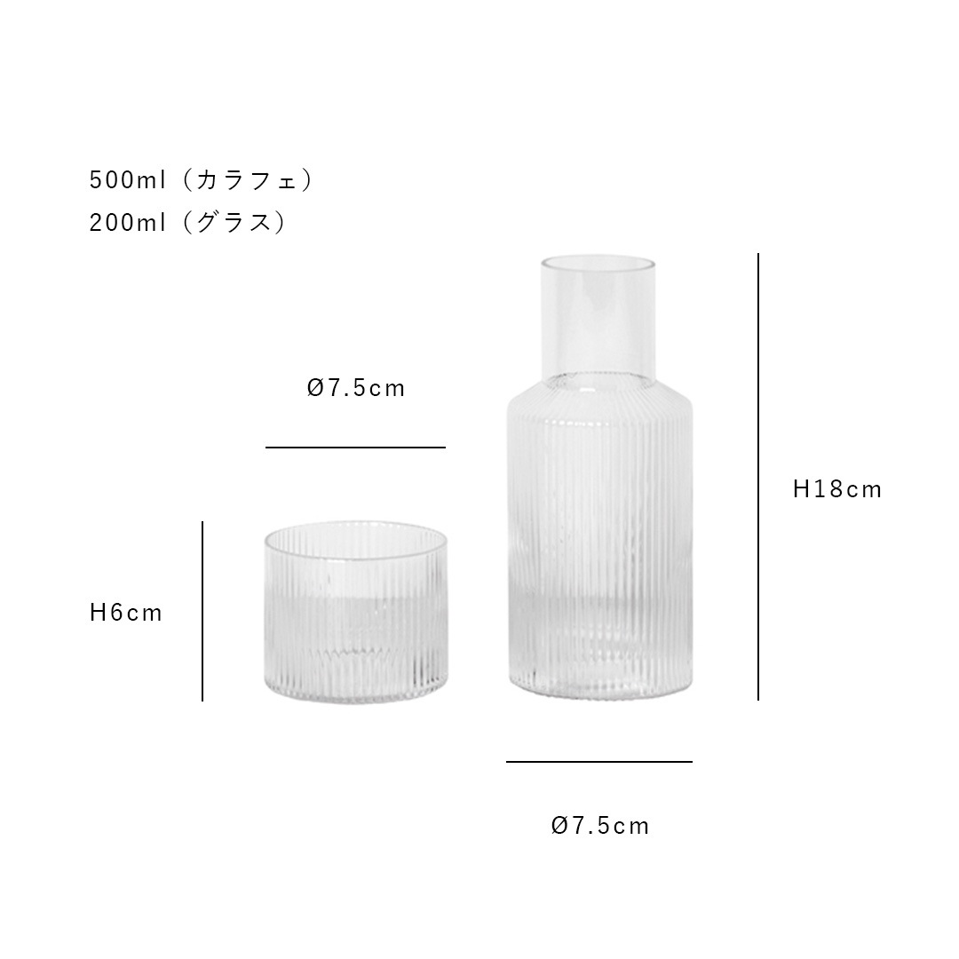 �ڹ���߸ˤ����Ferm Living (�ե������ӥ�) Ripple Carafe Set (��åץ� ����ե����å�)  ���ꥢ/���⡼�����졼/�ե����� �̲�/���饹����/������������Ź��