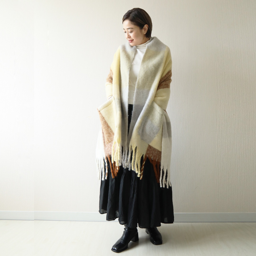 Finissage (フィニサージュ) チェックポケットストール ブロック