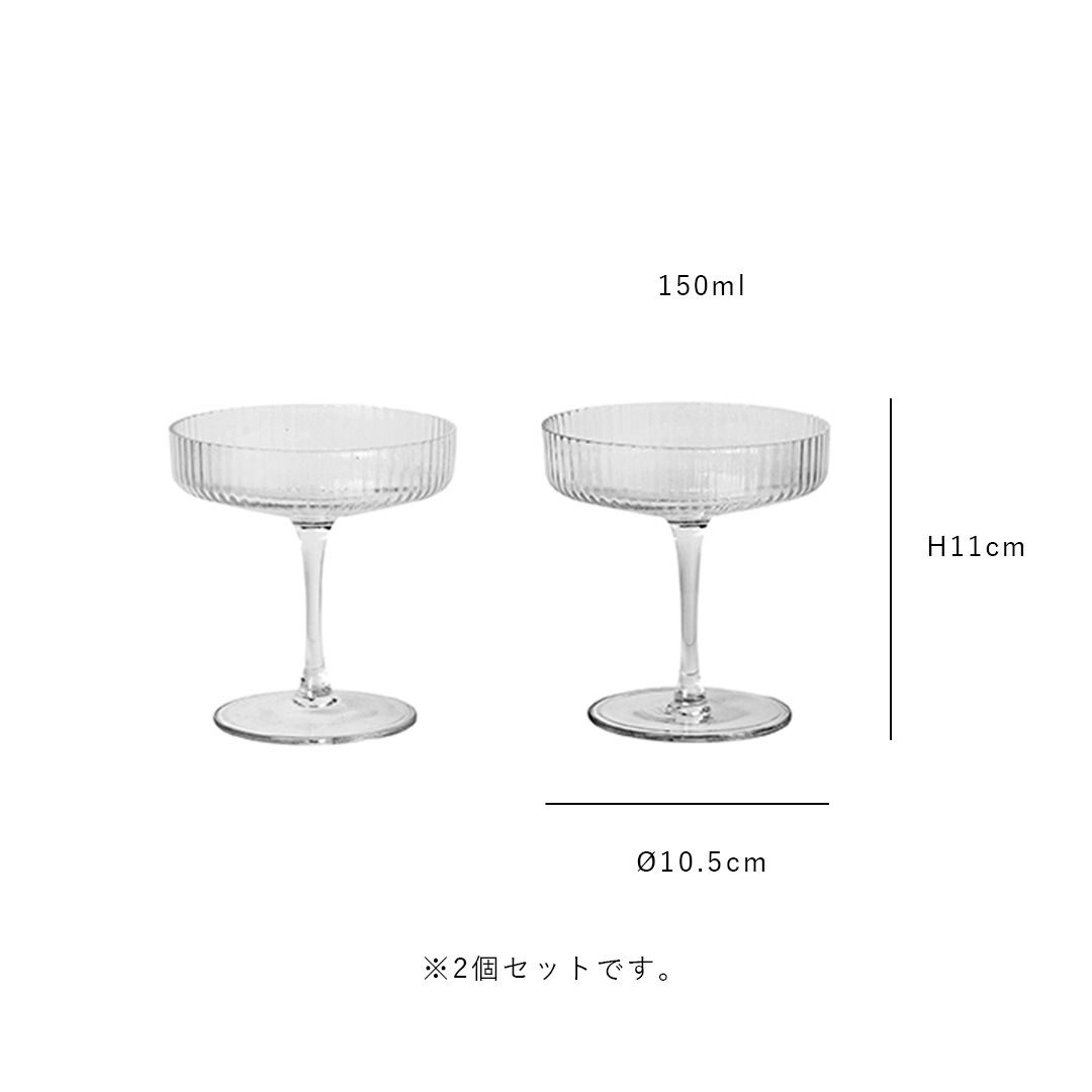 �ڤ櫓���ꡦ50%OFF��Ferm Living Ripple Champagne Saucers ��åץ� �����ѥ󥰥饹 2�ĥ��å� ���ꥢ ���⡼�����졼 �ե����� �̲� ����ƥꥢ �ե������ӥ� ������������Ź��