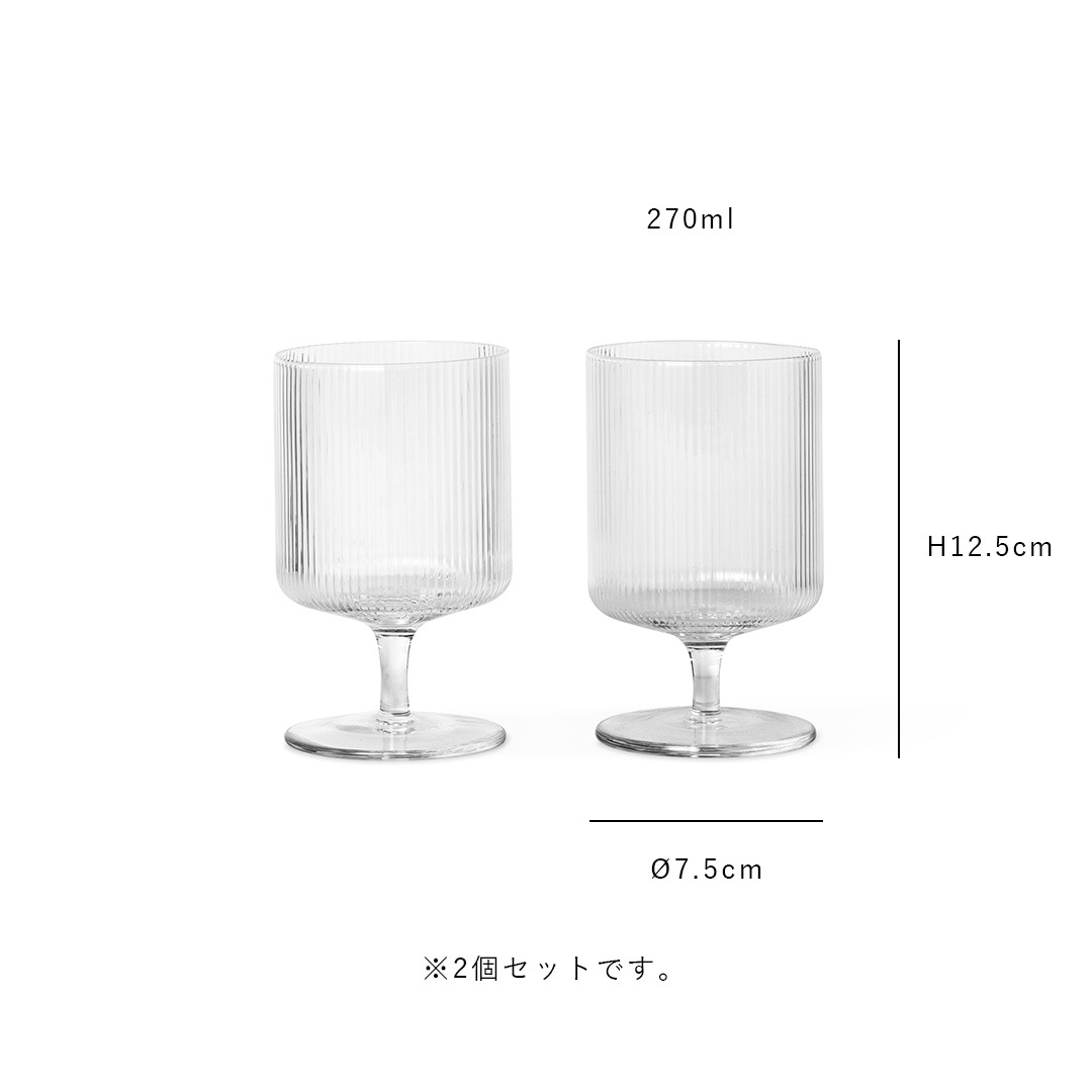 �ڤ櫓���ꡦ50%OFF��Ferm Living Ripple Wine Glasses ��åץ� �磻�󥰥饹 2�ĥ��å� ���ꥢ ���⡼�����졼 �ե����� �̲� ���饹���� �ե������ӥ� ������������Ź��