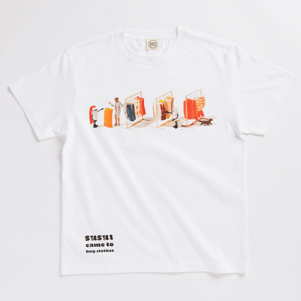 MOE】Tシャツ(田中達也/「おすしが ふくを かいにきた」/ふくや MOE】Tシャツ(田中達也/「おすしが ふくを かいにきた」/ふくや