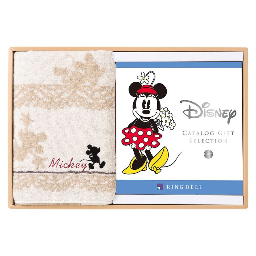 ＜リンベル＞カタログギフト Disney（ディズニー） ハッピーコース＆バスタオルセット（アイボリー）
