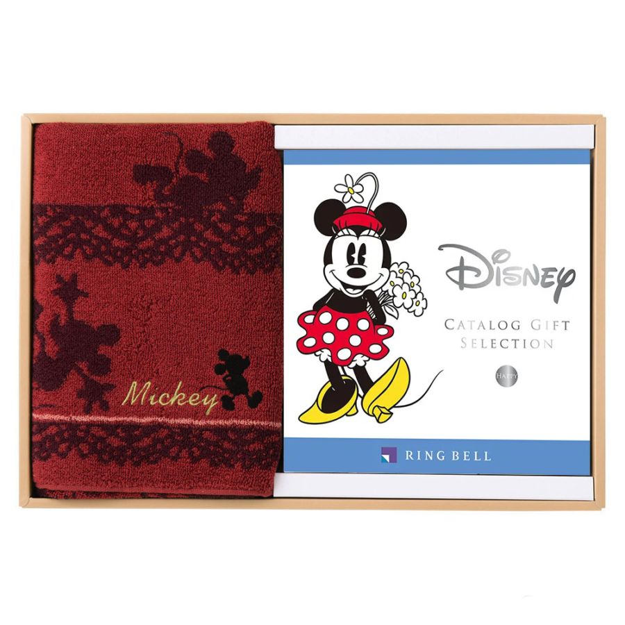 ＜リンベル＞カタログギフト Disney（ディズニー） ハッピーコース＆バスタオルセット（レッド）