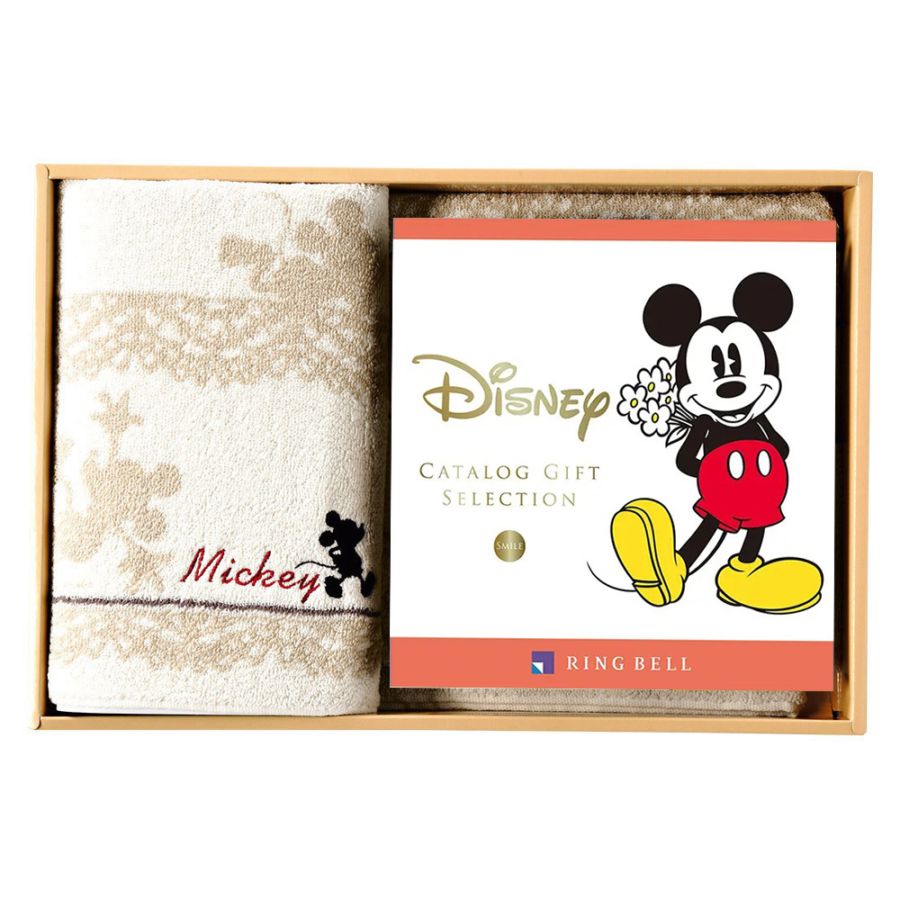 ＜リンベル＞カタログギフト Disney（ディズニー） スマイルコース＆バスタオルセット（アイボリー）