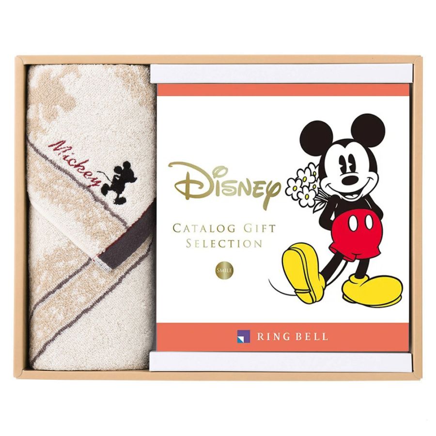 ＜リンベル＞カタログギフト Disney（ディズニー） スマイルコース＆フェイスタオルセット（アイボリー）