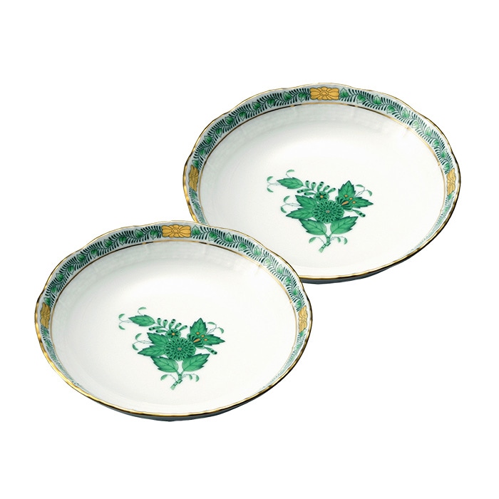 ヘレンド  [Herend] アポニー・グリーン フルーツボウルペアセット