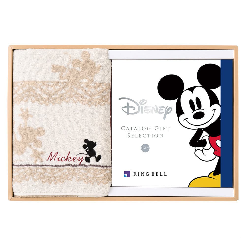 ＜リンベル＞カタログギフト Disney（ディズニー） ハッピーコース＆バスタオルセット（アイボリー）