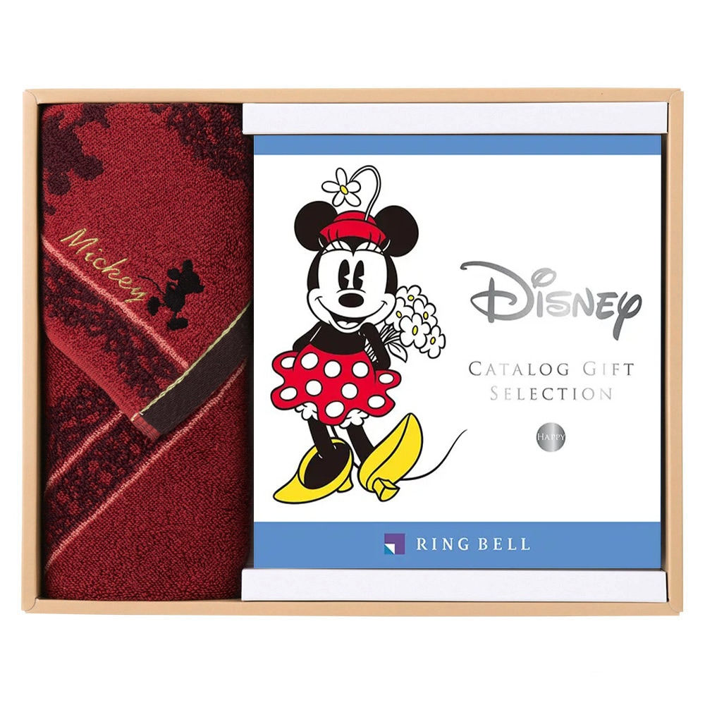 ＜リンベル＞カタログギフト Disney（ディズニー） ハッピーコース＆フェイスタオル（レッド）