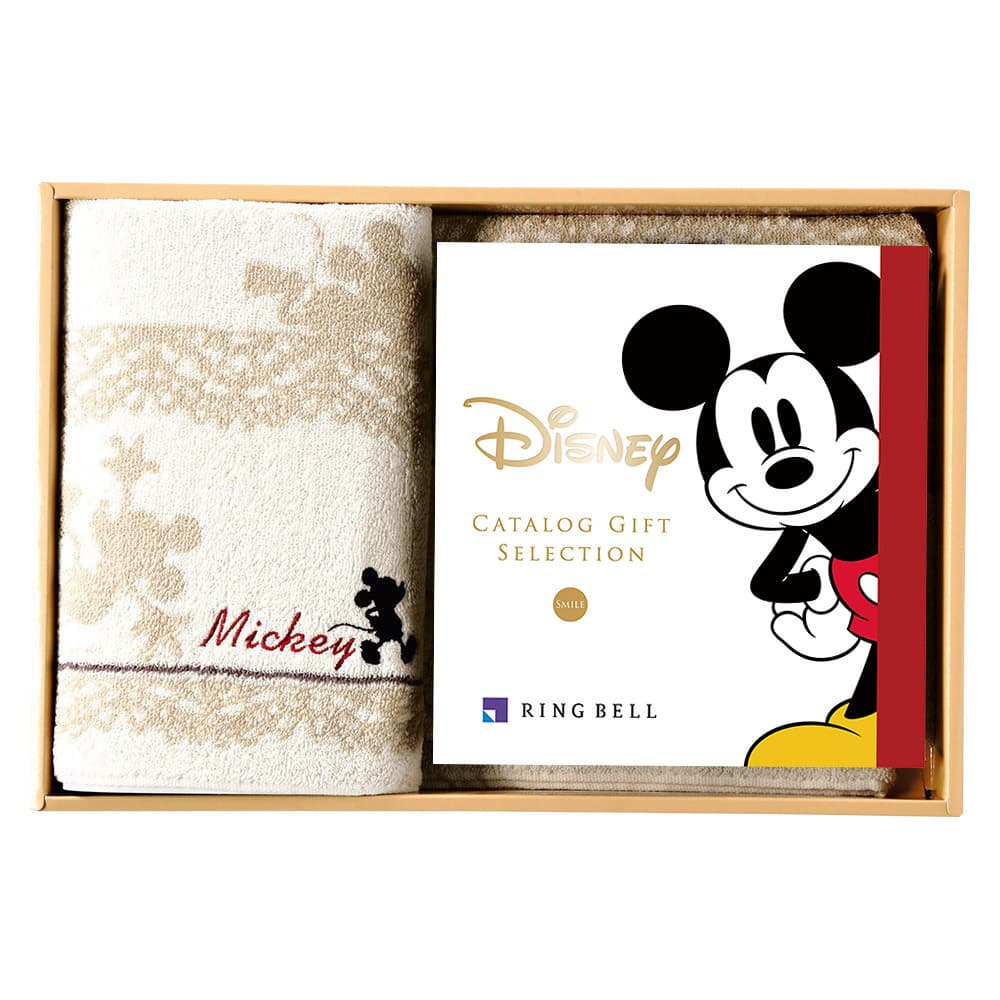 <リンベル>カタログギフト Disney(ディズニー) スマイルコース&バスタオルセット(アイボリー)
