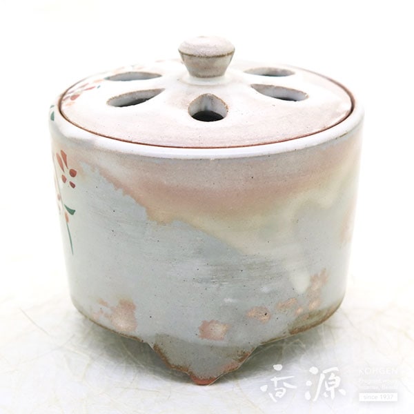 絶品！清水焼香炉★手描きオーダー発注品◆水色地×ダリア 絶品！清水焼香炉☆手描きオーダー発注品◇水色地×ダリア