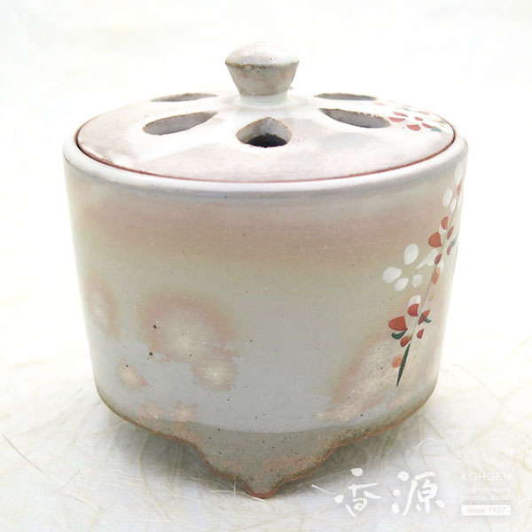 絶品！清水焼香炉★手描きオーダー発注品◆黒地×月下美人 京焼・清水焼 香炉 乾山手（けんざんて） 桜 | 香炉、香立,香炉