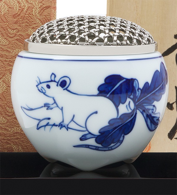 源右衛門 香炉 火舎付 有田焼 古伊万里 染付 亥 香道具一式 源右衛門 香炉 火舎付 有田焼 古伊万里 染付 丑 香道具一式 No2