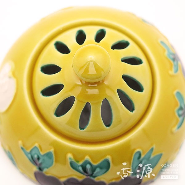 銅蓋付交趾焼香炉 銅蓋付交趾焼香炉