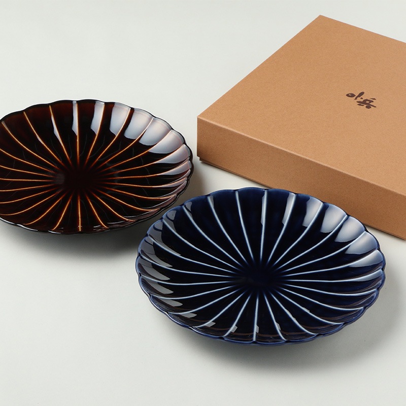 ぎやまん陶 ７寸皿２枚セット（ギフトBOX入り）