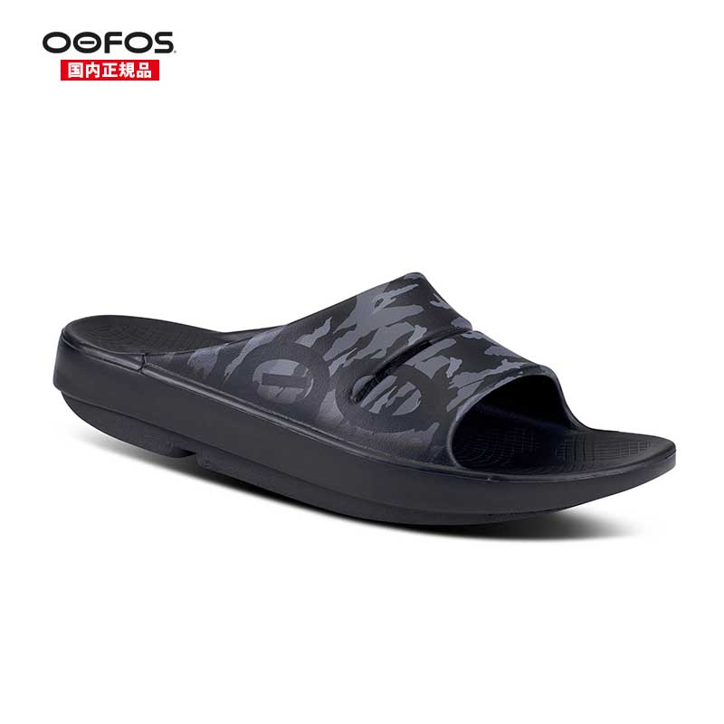 OOFOS OOahh サンダル ブラック M10/W12 リカバリーサンダル 最短即日発送】 ウーフォス OOFOS リカバリーサンダル OOahh