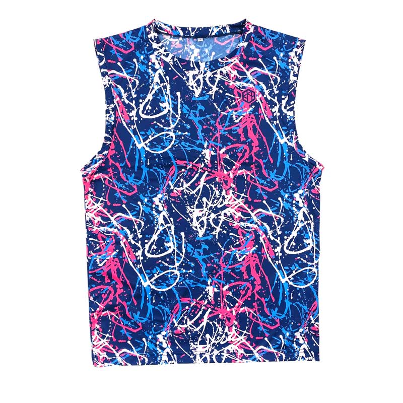 クラップアパレル ノースリーブ ペンキ ネイビーピンク （ユニセックス