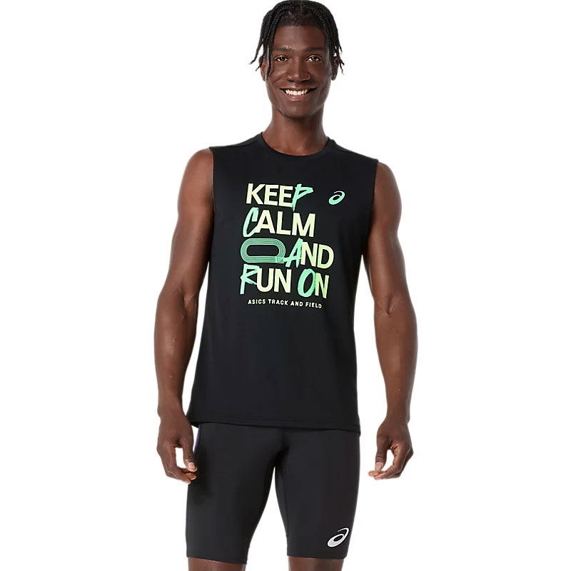 限定品 アシックス×エルドレッソランニング ノースリーブ アシックス グラフィック スリーブレストップ GRAPHIC SLEEVELESS TOP