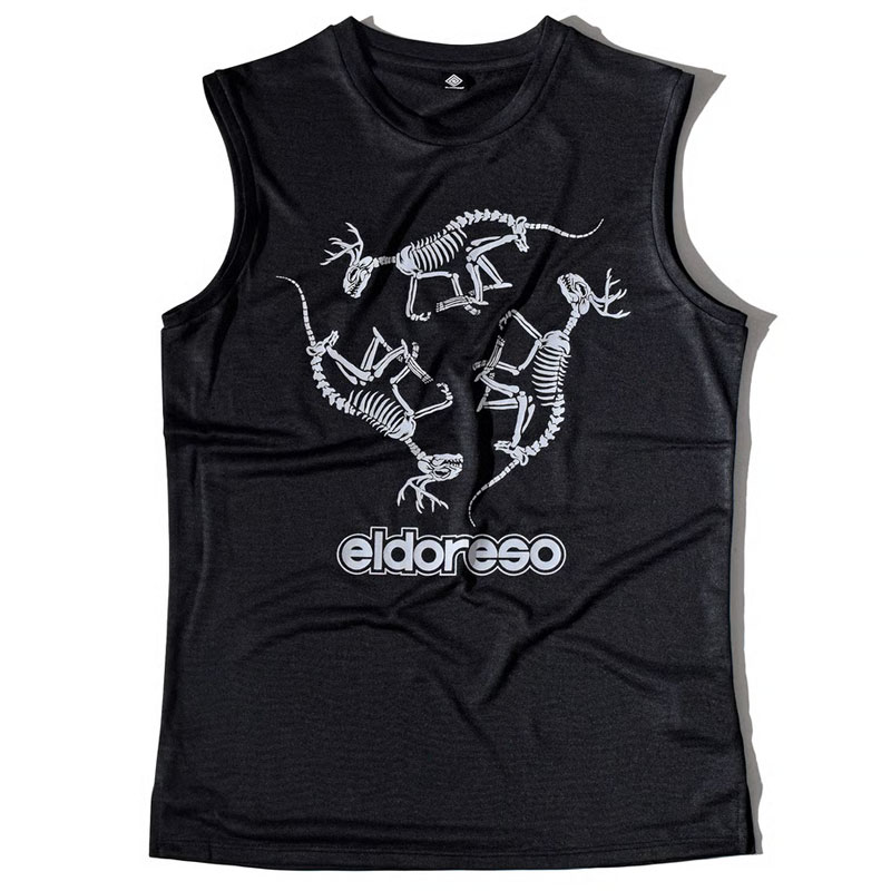レア)エルドレッソ eldoreso ボーンマン 半袖　杢グレー　サイズL ELDORESO エルドレッソ Bone Tiger Sleeveless ボーン タイガー