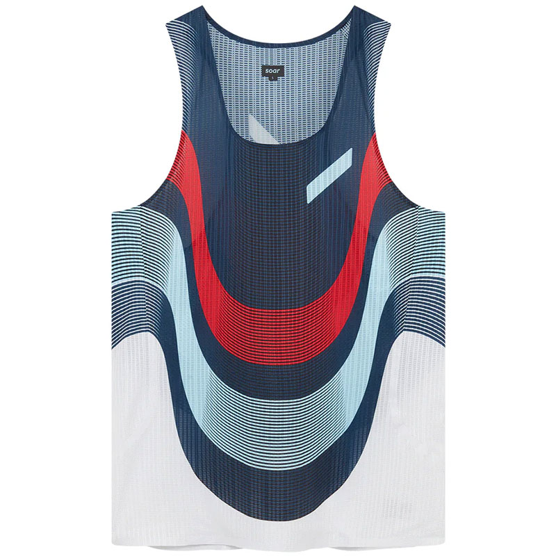 SOAR Running Mens RACE VEST 2.0 navy red white stripe ��󥺥��˥󥰥����� 2026SS wsom(ss26sv7mnav)