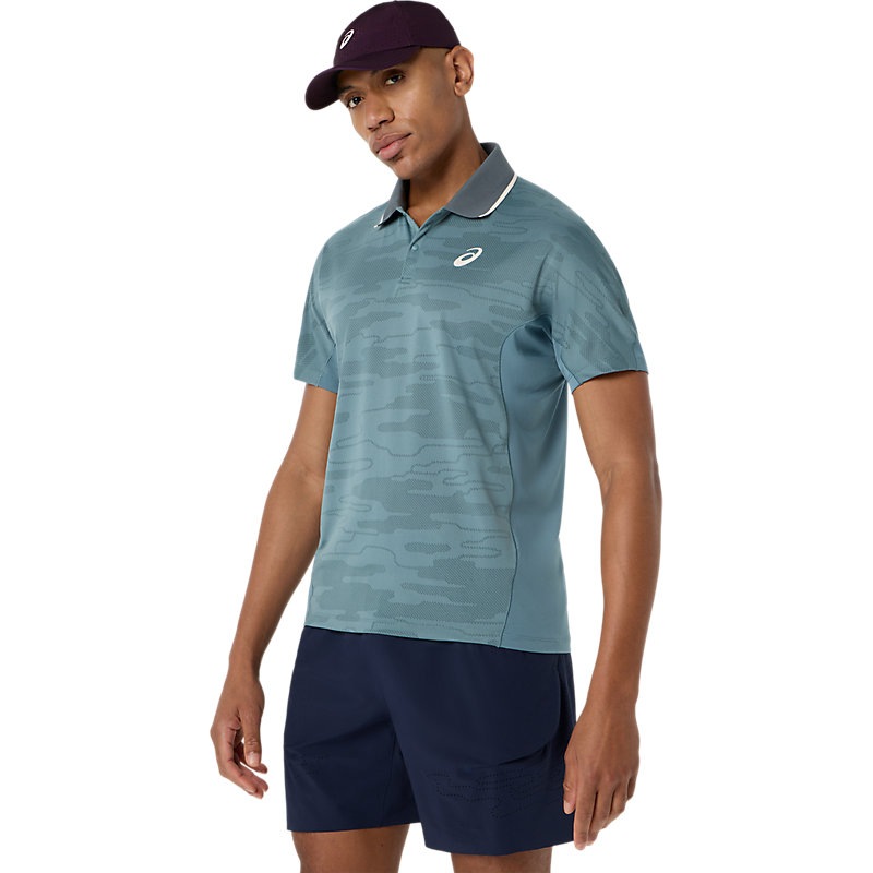 海外サイズ アシックス MATCH JACQUARD POLO ジャカード ポロシャツ