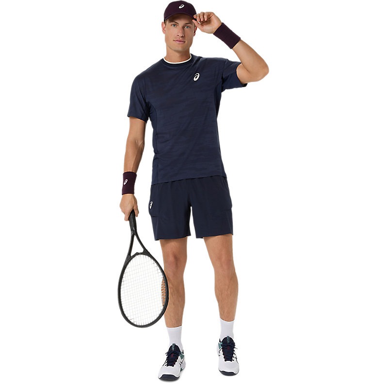 極美品 on コートショーツ 全豪オープンモデル テニス メンズ 海外サイズ アシックス MATCH LASER CUT 7IN SHORT 7インチ ショーツ