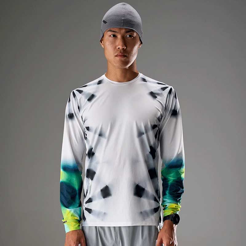 SOAR Running Mens LS PRINTED TECH T AW26SLS3M WHITE GREEN メンズ