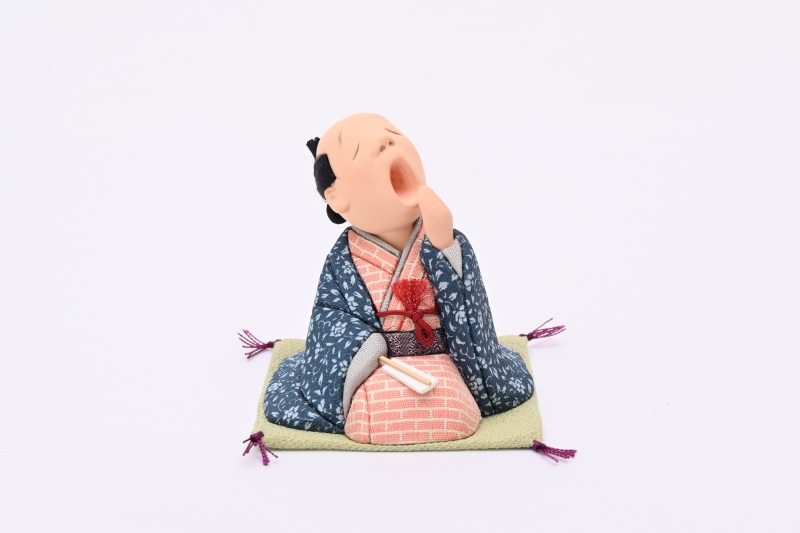 江戸らくご人形「あくび指南」鉄紺（あくび指南）