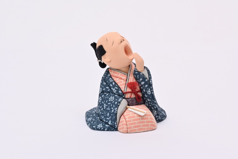 江戸らくご人形「あくび指南」鉄紺（あくび指南）