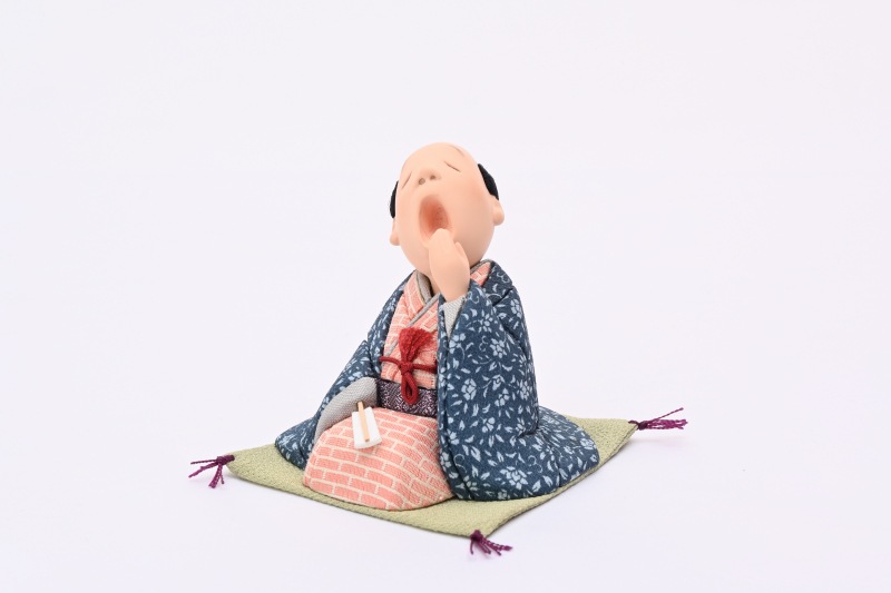 江戸らくご人形「あくび指南」鉄紺（あくび指南）
