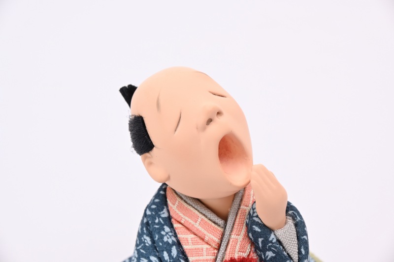 江戸らくご人形「あくび指南」鉄紺（あくび指南）