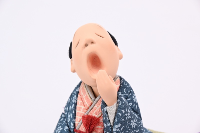 江戸らくご人形「あくび指南」鉄紺（あくび指南）