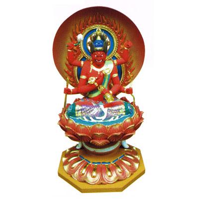【寺院用】 仏像 愛染明王座像 極彩色 割寸5寸(15cm) 