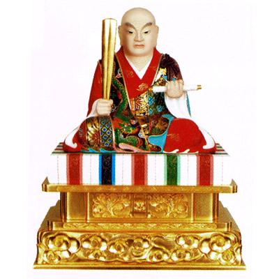 【寺院用】 仏像 日蓮聖人座像 極彩色 割寸1尺(30cm) 