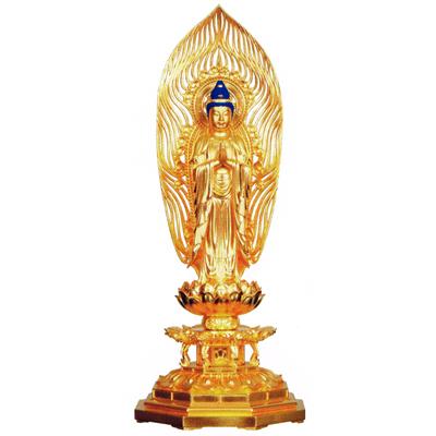【寺院用】 仏像 四菩薩立像 純金箔 肌粉割寸1尺(30cm) 