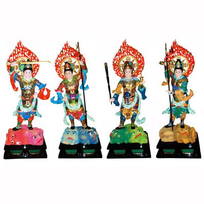 【寺院用】 仏像 四天王立像 極彩色 割寸1尺(30cm) 